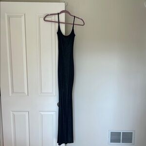 SKIMS Black Sheath Maxi Dress Sleeveless Scoop Neck